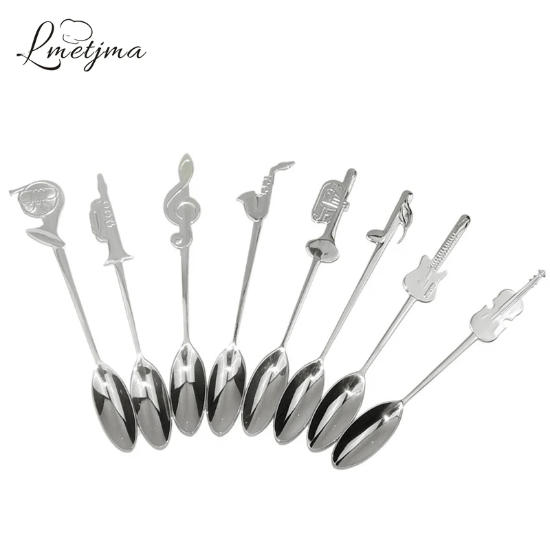 

LMETJMA 7pcs/set Creative Musical Symbol Coffee Spoon Stainless Steel Coffee Spoon Set Tableware Tea Spoon KC0326-1