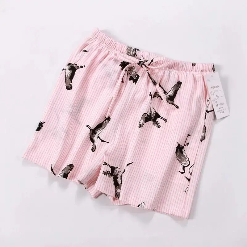 Милая летняя Новинка года; пижамные шорты из хлопка для сна; женская пижама на завязках; брюки; свободная 7 цветная Пижама с эластичной резинкой на талии