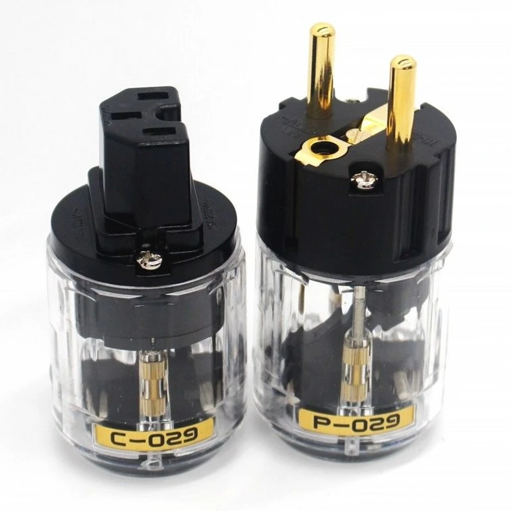 

Gold Oyaide Plated P-029E+C-029 Schuko Power Plug hifi IEC Connector MATIHUR DIY For Audio Pair plug adapter Pair