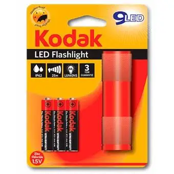 Фонарь KODAK алюминиевый 9LED 46 люмен Красный | Лампы и освещение
