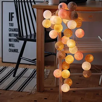 

3M 20 LEDs Cotton Ball String Lights Xmas Lover Wedding Party Holiday Bedroom Decorations Fairy Lamp Battery Operated
