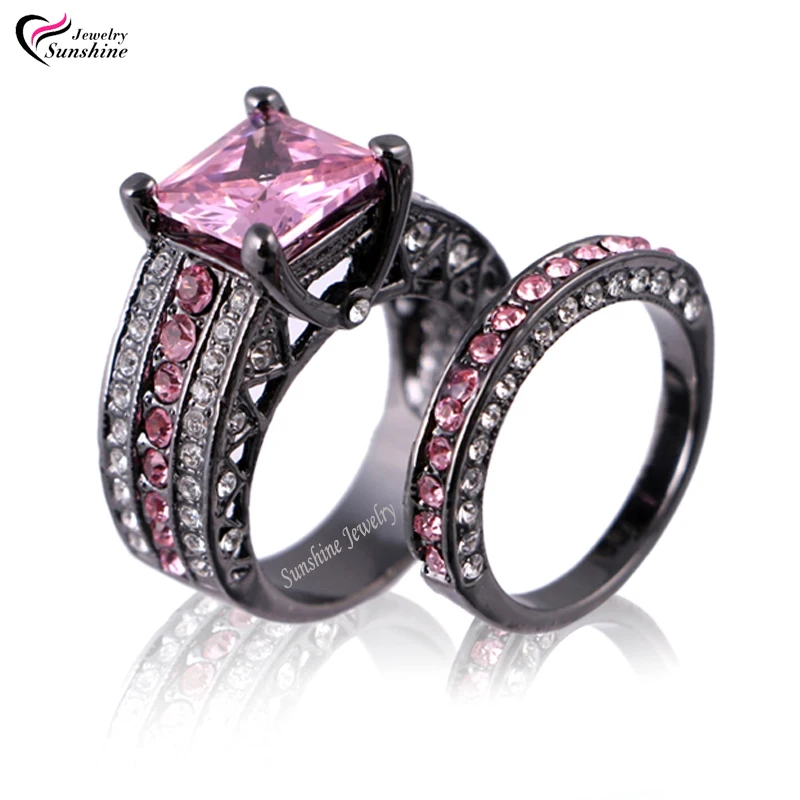 pink cubic zirconia black plated womens black gold wedding ring setengagement ring turkish couple ring o jewelry maxi ring in rings from jewelry - Womens Black Wedding Rings pink cubic zirconia black plated womens black gold wedding ring setengagement ring turkish couple ring o jewelry maxi ring in rings from jewelry - Womens Black Wedding Rings