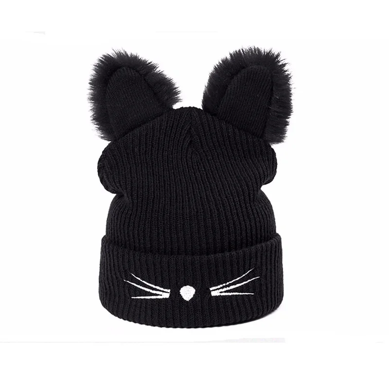 URDIAMOND, зимняя шапка, женская, повседневная, Carttoon Cat, теплая, мягкая, Skullies Beanies, крутая, хеджирующая шапка для женщин, шапка для мальчиков и девочек