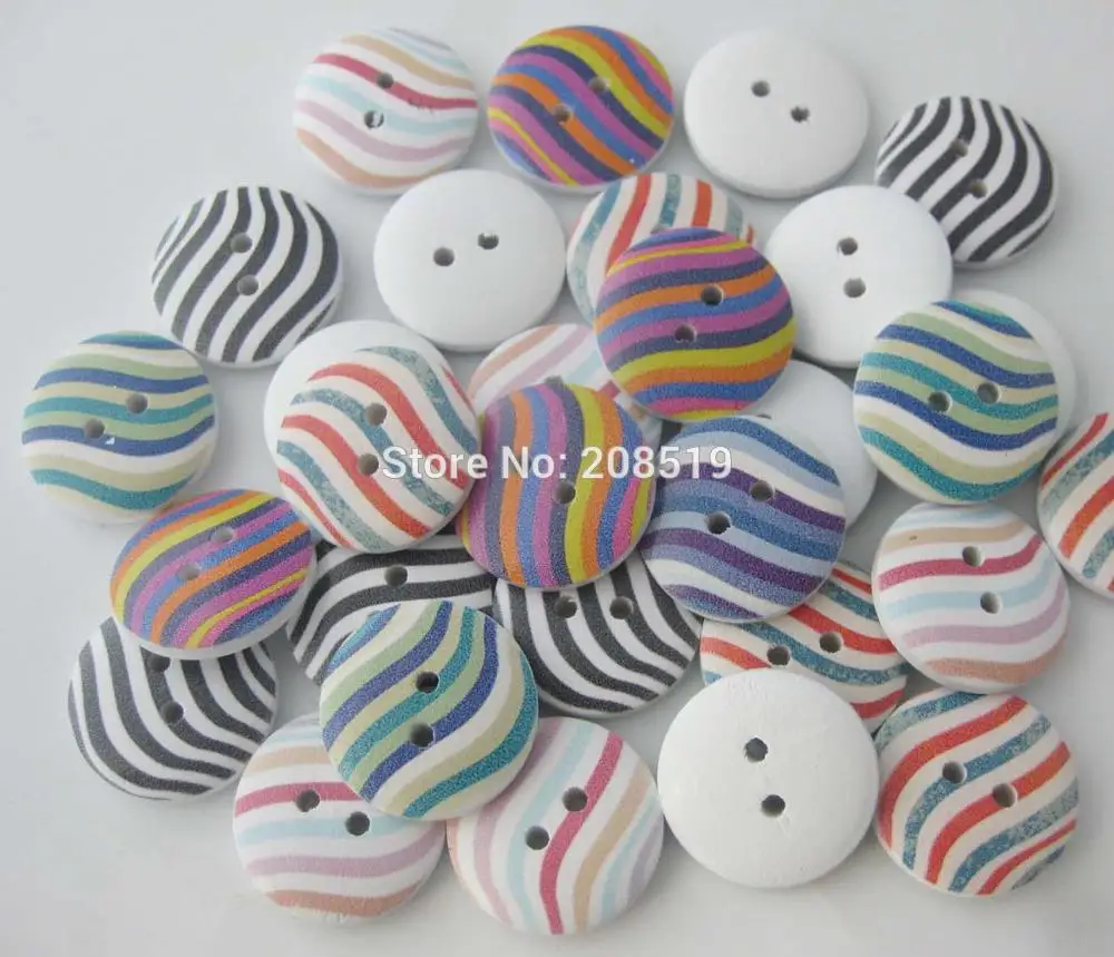 

WBNWOS 20mm fashionable buttons round wood 100 pieces wave design decorative shirt button