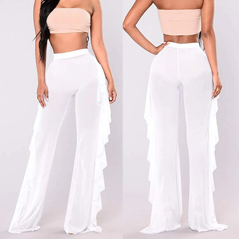 Newly Women Perspective Mesh Sheer Swim Pants Bikini Bottom Cover up