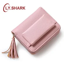 LY.SHARK purses for women wallet women purse female wallet small pu leather wallet lady with coin pocket card holder money bag women pu wallet rfid anti magnetic short wallet tassel card coin holder lady zipper coin purse pocket purses female money bags