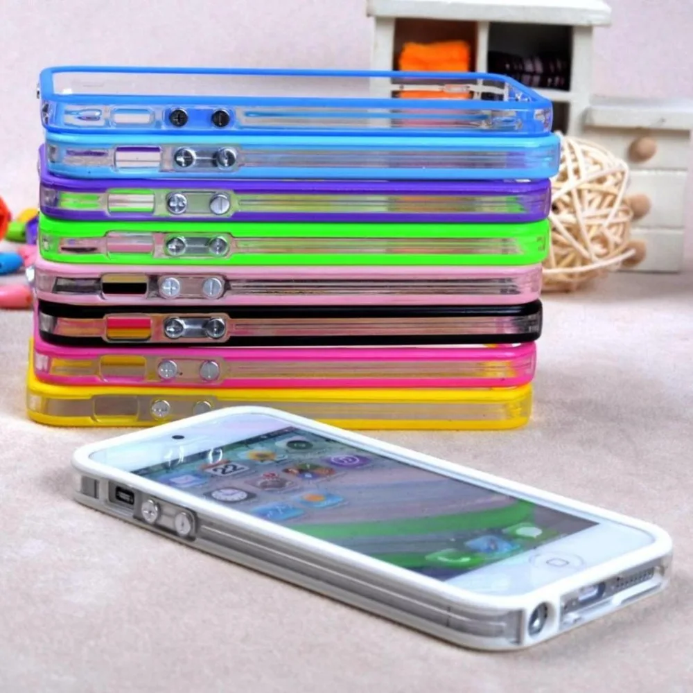 

New hybrid Middle transparent bumper for iphone 5 5s SE cell phone protector frame TPU silicone rubber cover cell phone bags