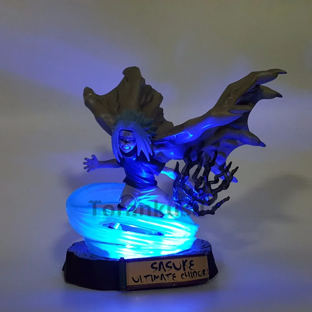 ПВХ экшн фигурка Uchiha Sasuke аниме игрушки Naruto Shippuden Movie Evil Chidori 180 мм со светодиодной