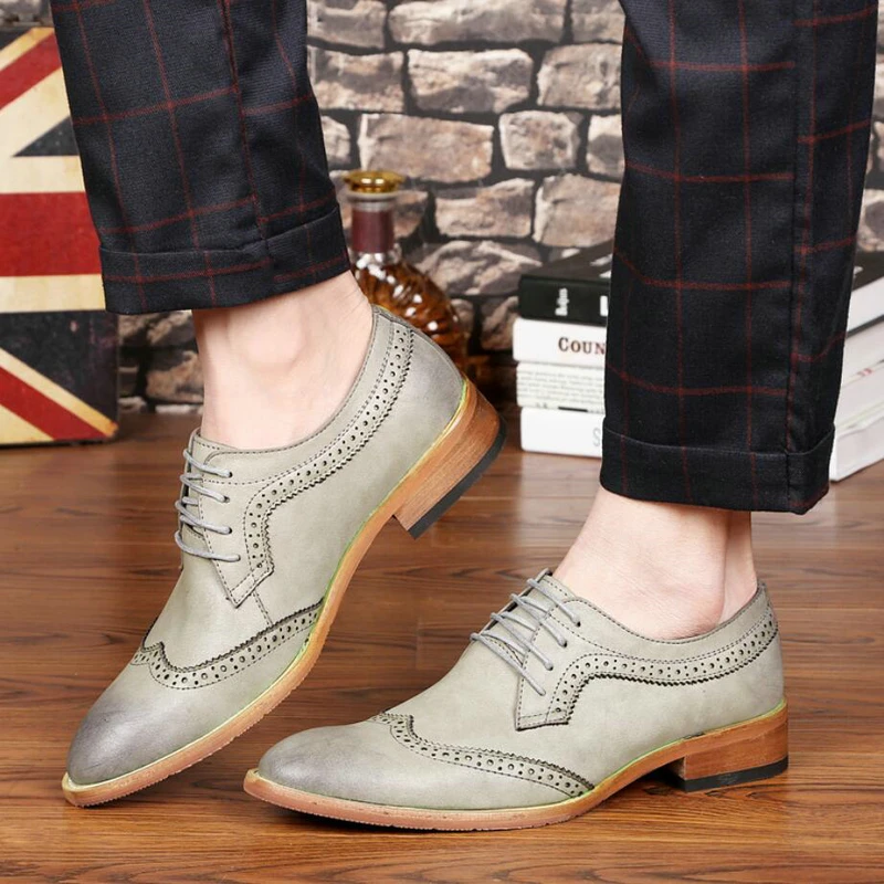 

Men's Leather Casual Shoes' Oxfords Wedding Shoe Height Increasing Men Shoes Leather Formal Lace-up Oxford Shoes For Men Brogues