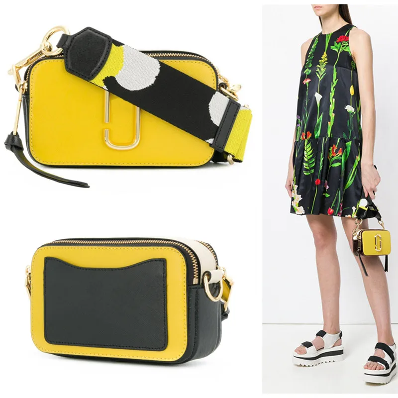 

Luxury Brand camera bag wide shoulder strap letter small square bag leather ladies handbag double zipper small shoulder bag