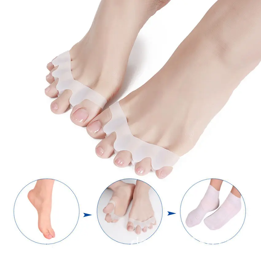 

KESMALL Newest Hot 1 Pair Toe Separator Hallux Valgus Toes Overlapping Separation Toes Corrective Orthotics Five Holes XN457M