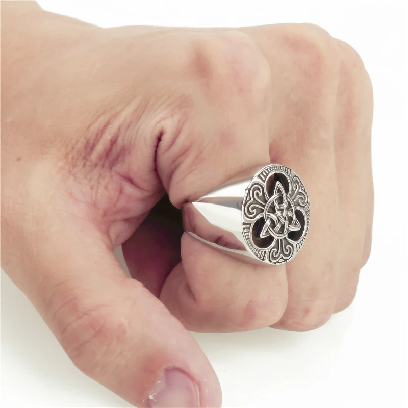 Серебряное титановое кольцо из нержавеющей стали ирландский кельтский узел кольца для мужчин и женщин винтажное панк-стиль ретро модное байкерское кольцо ювелирные изделия