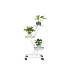 Подставка для горшка для растений, полка для цветов, железная полка, 3-5 держателей с вращающимися колесами, для сада, дома, патио, в помещении, на открытом воздухе