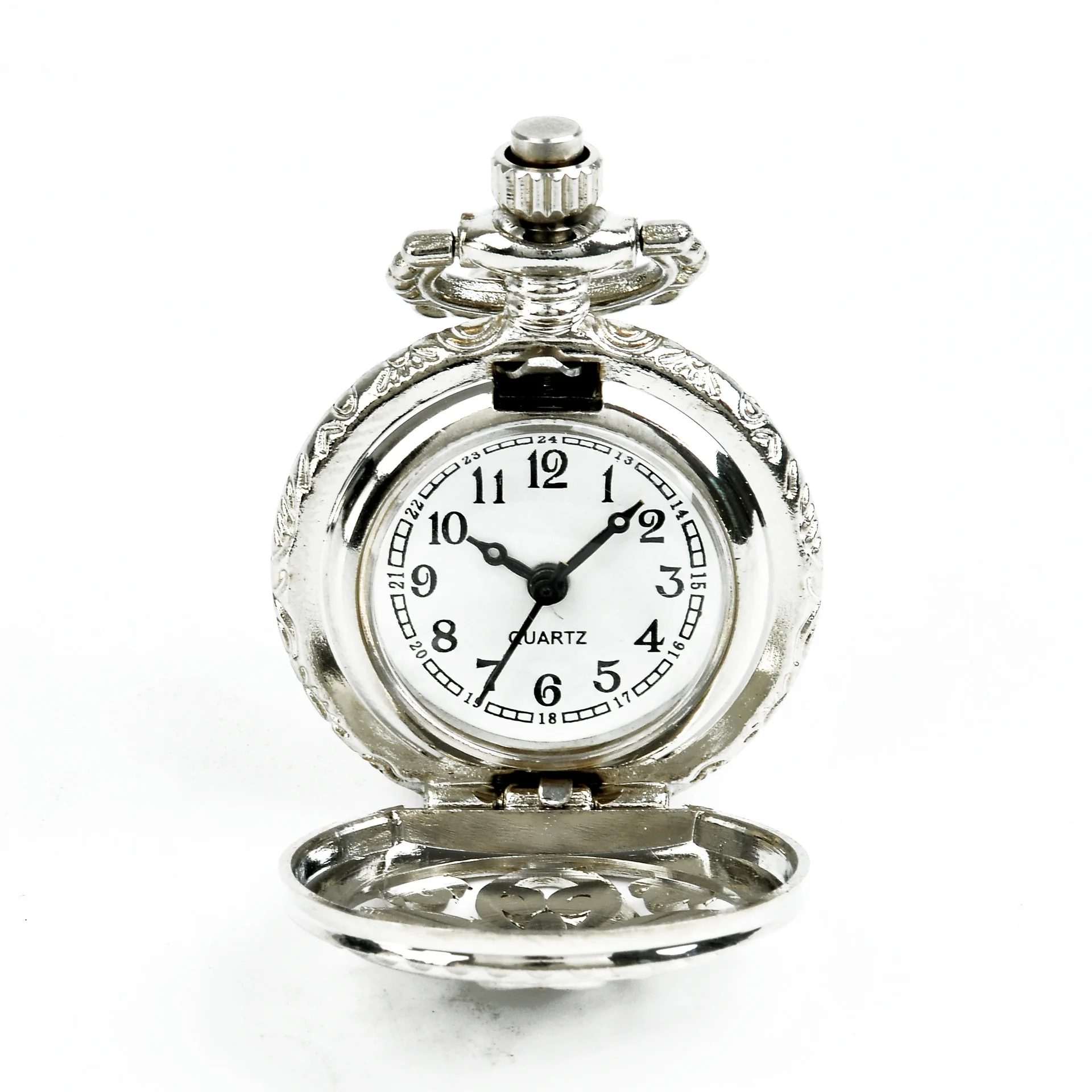 0 модные классические женские серебряные подвески ожерелье с четырьмя лепестками полые карманные часы подарок стиль