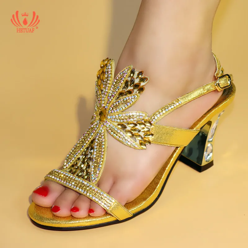 

2019 New Women Gold Slipper Elegant Italian Women Sandals Shoes for Parties African Wedding High Heels Slip on Party Pumps Shoes