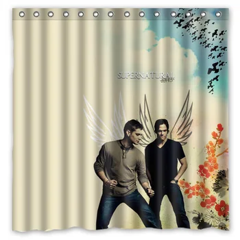 

Polyester Fabric Bath Shower Curtain Supernatural Waterproof Bathroom Decorative Curtains 180x180cm With White Hooks