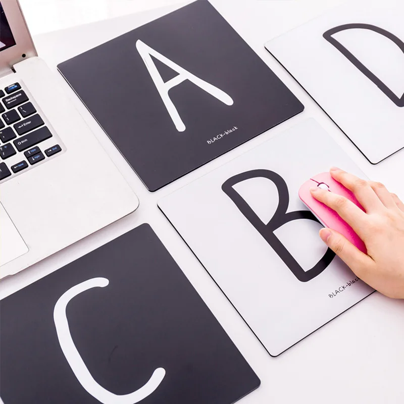 

Creative Fashion Simple White Black ABCD Letter PVC Mouse Pad Mat Non-slip Pad For School Office Supplies Student Desk Set
