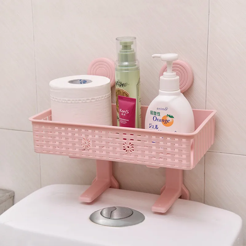 

Bathroom toilet rack free hole suction wall type environmental protection PP material rugged and multifunctional storage rack