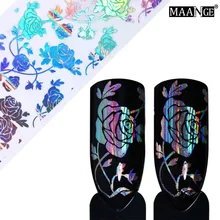 1 кружево в рулоне Holo Звездная роза цветок Фольга для ногтей Лазерная переводная наклейка для ногтей 4*100 см украшение для маникюра