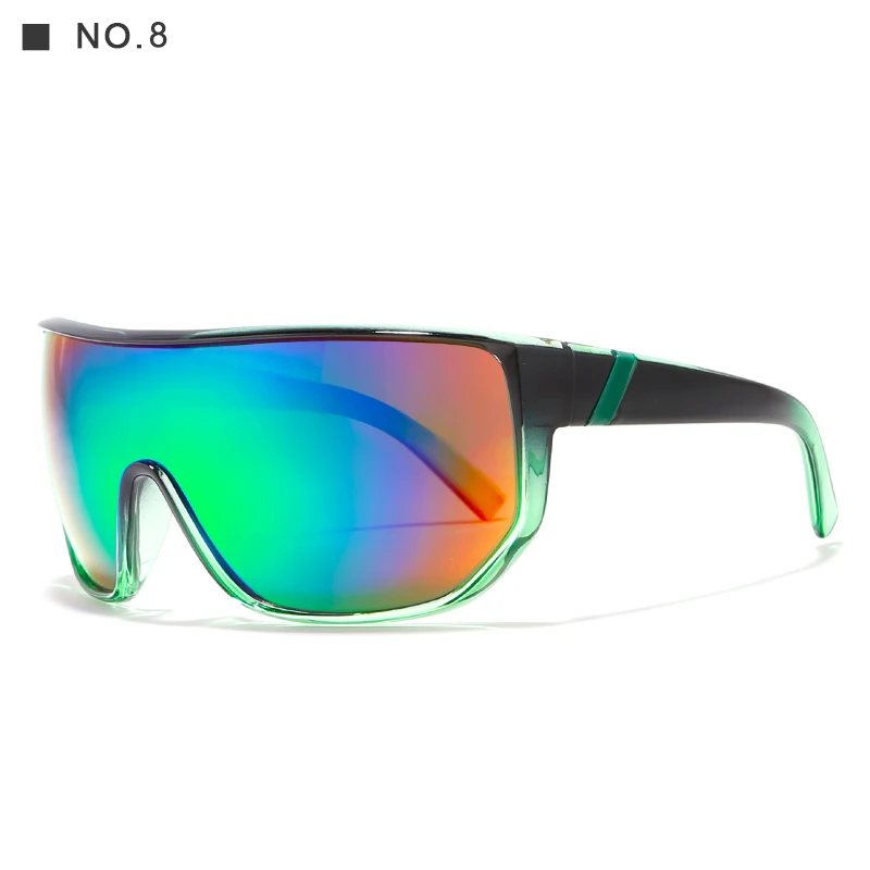 KDEAM мужские очки, большие размеры, спортивные солнцезащитные очки, плоская оправа, женские солнцезащитные очки, ветрозащитные очки, UV400, 4 цвета, чехол KD100 - Цвет линз: C8