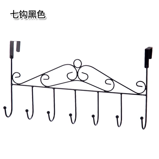 7 hook black Бесшовная дверная полка с крючками, крючок, креативный крючок для ванной комнаты, кухонный крючок вешалка для одежды WF312936 - Цвет: 7 hook black