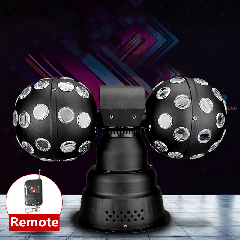 Double Rolling Disco Ball RGB Laser LED Magic Ball Light Party Remote