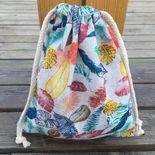 YILE 1 шт., органайзер на шнурке из хлопка и льна, вечерние подарочные сумки с красочными листьями YL408h