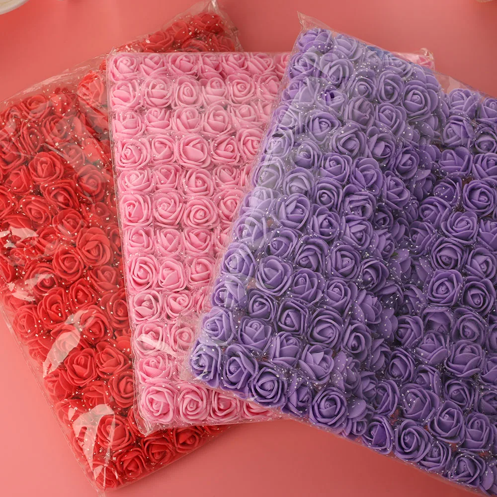 

2cm head Multicolor PE Rose Foam Mini Flower Bouquet Solid Color/Scrapbooking Artificial foam Rose Flowers(144pcs/lot)