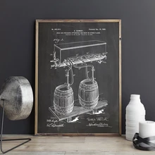 Barril de cerveza, grifo de presión de aire frío, impresiones de patente, carteles de arte de pared, decoración de habitación, pintura de lienzo de Blueprint Vintage, imagen de regalo, idea