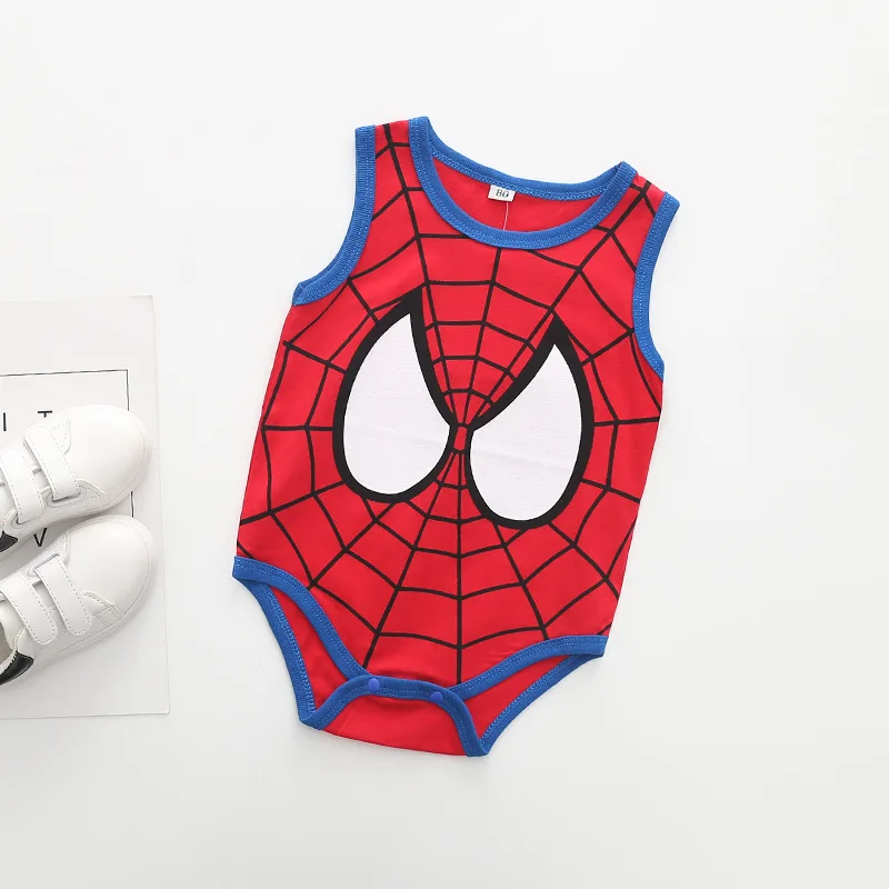 Летняя одежда для новорожденных девочек, Комбинезоны для маленьких мальчиков с рисунком Человека-паука, Супермена, детские комбинезоны унисекс, одежда с животными - Цвет: F