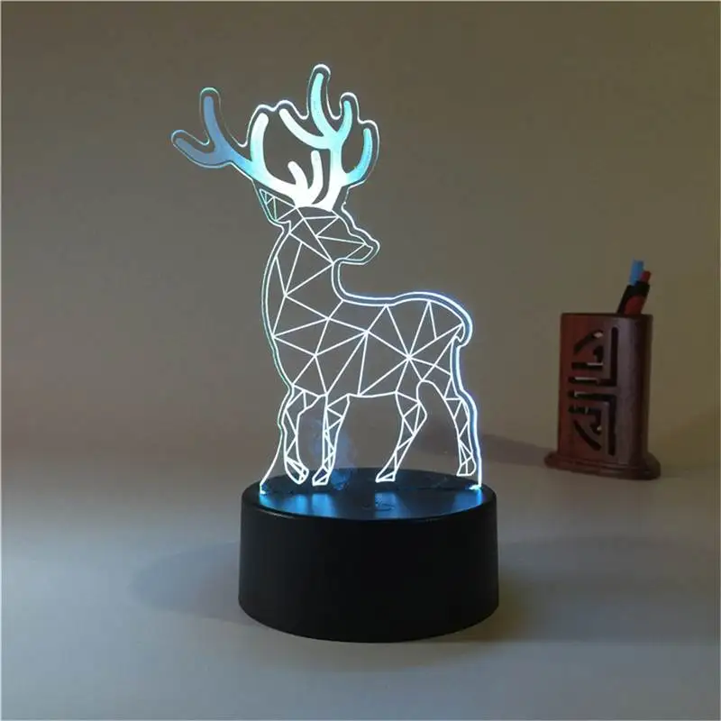 3D ночной Светильник Touchs Switch светодиодный акриловая панель веселое Рождество Животное мультфильм лампа Декор для спальни Дети домашняя атмосфера светильник - Испускаемый цвет: elk