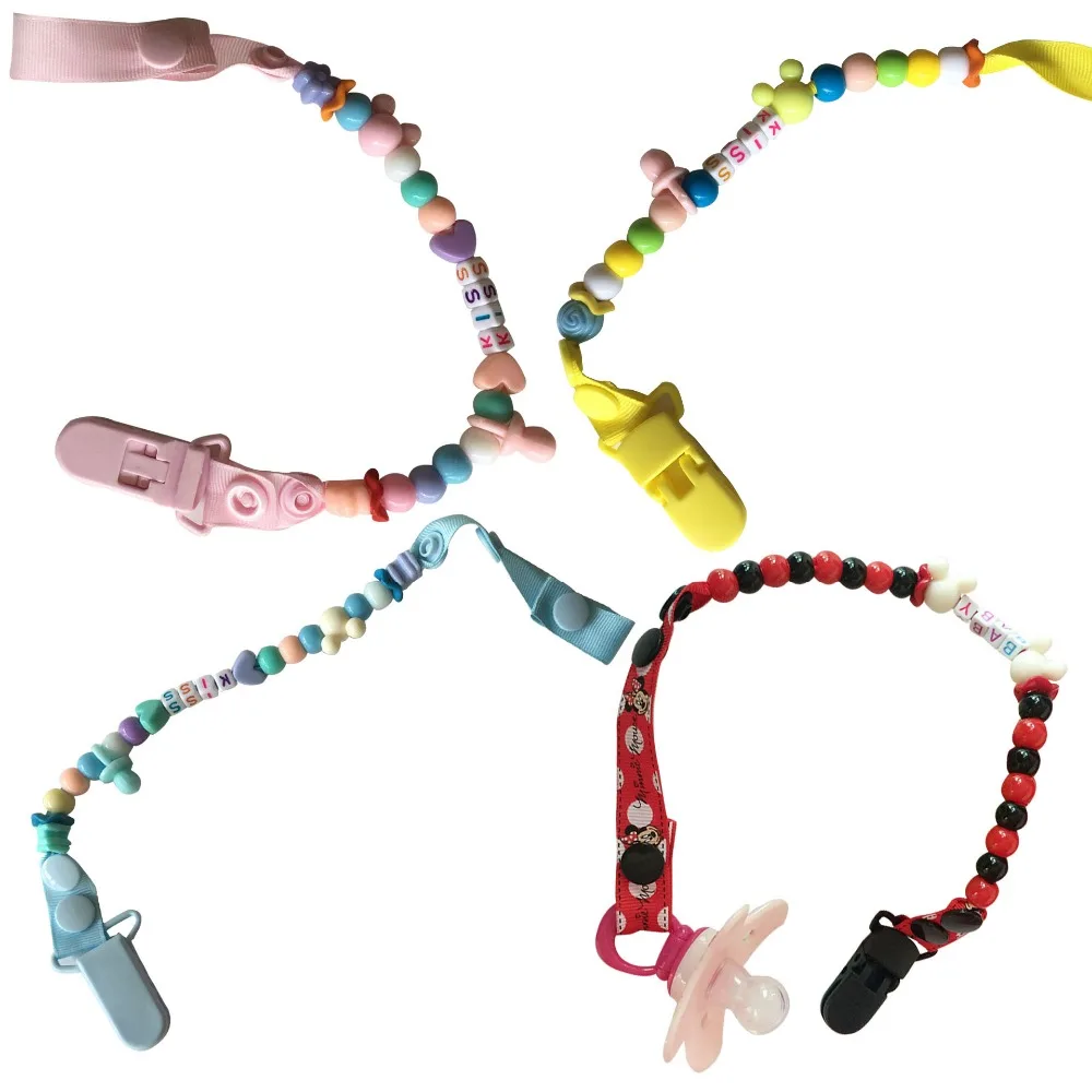 New Colourful Baby Pacifier Clip Pacifier Chain Hand Made Funny Beads Dummy Clip Baby Soother Holder For Baby Kid