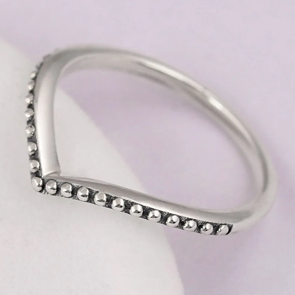 Authentic 925 Sterling Silver Ring Wish Bone Ring Set With Crystal Stack Rings For Women Wedding Party Gift Fine Europe Jewelry