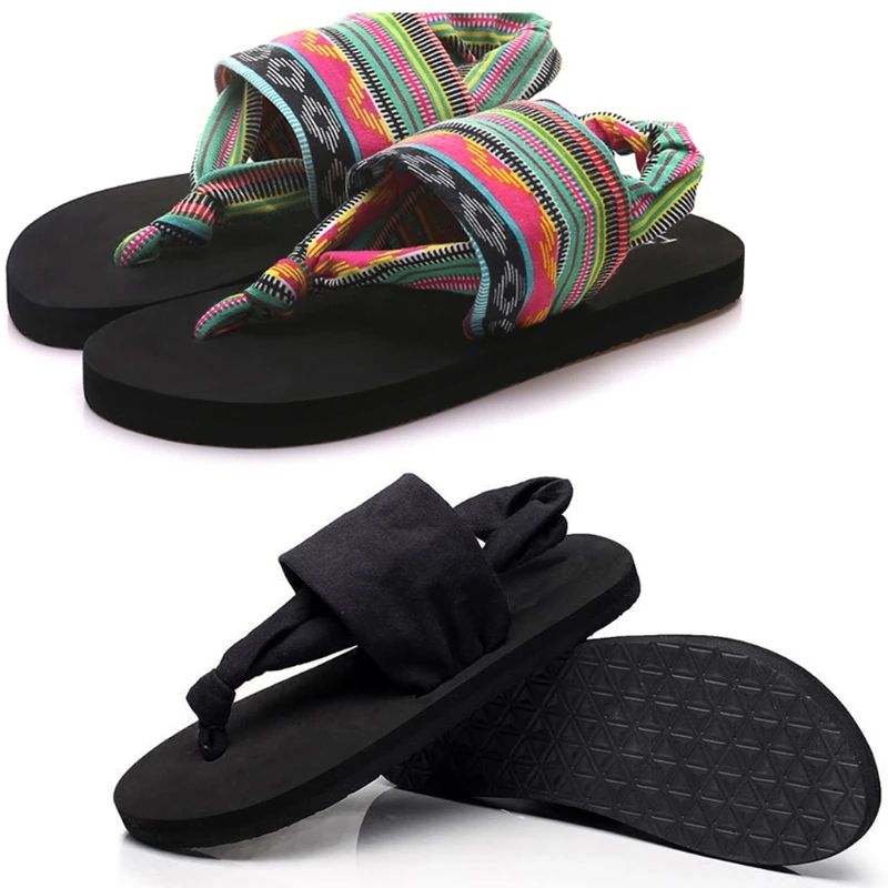 

Women Shoes Flip Flops EVA Sole Cloth Belt Summer Bohemian Style Beach Sandals