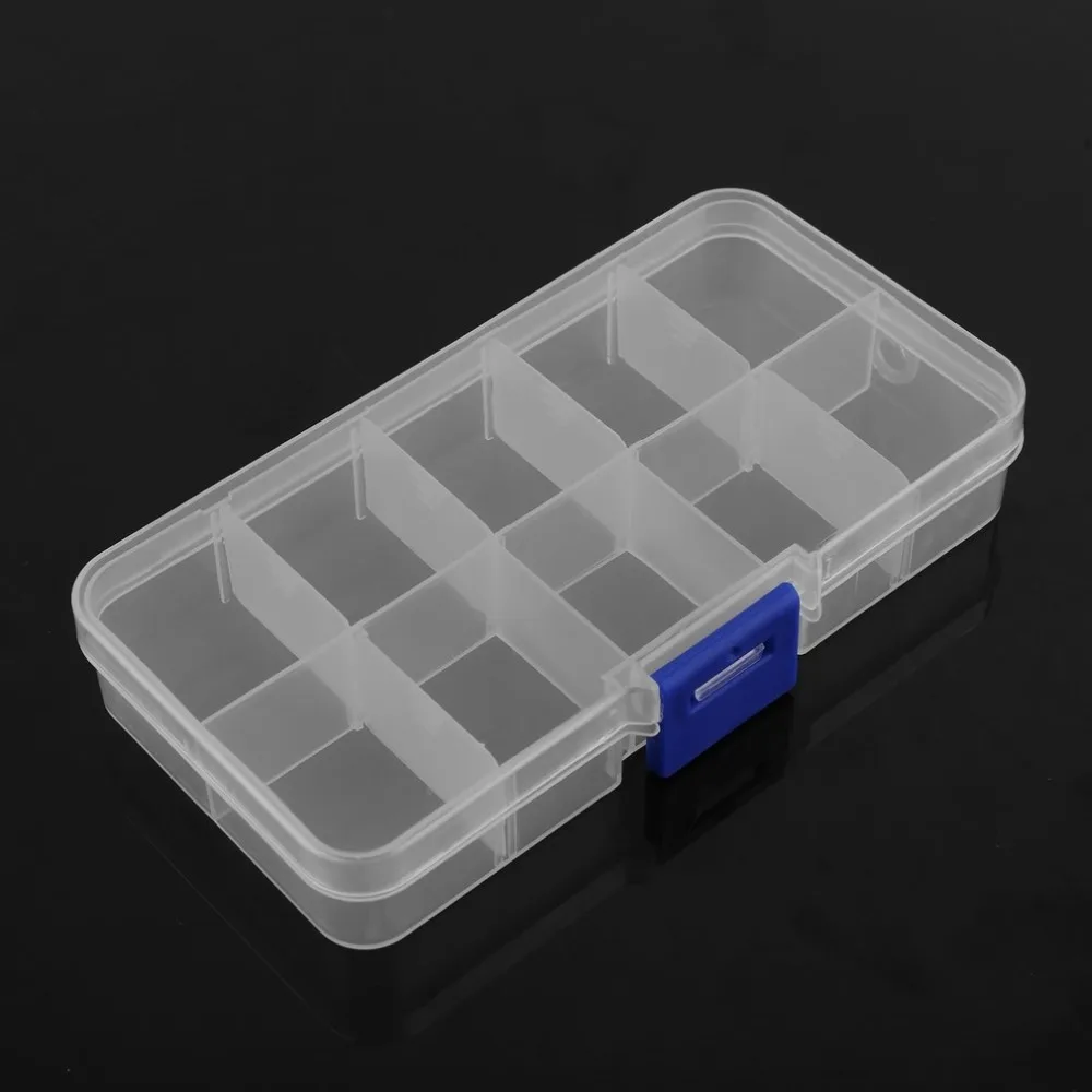 

10 Grid Compartment Transparent Medicine Box Jewellery Packing Plastic Adjustable Organizador Jewelry Beads Storage Case