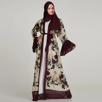

Fashion Mesh Embroidery Floral Dress Abaya Women Robe Gowns Jubah Long Muslim Cardigan Dubai Islamic Clothing Outwear Caftan