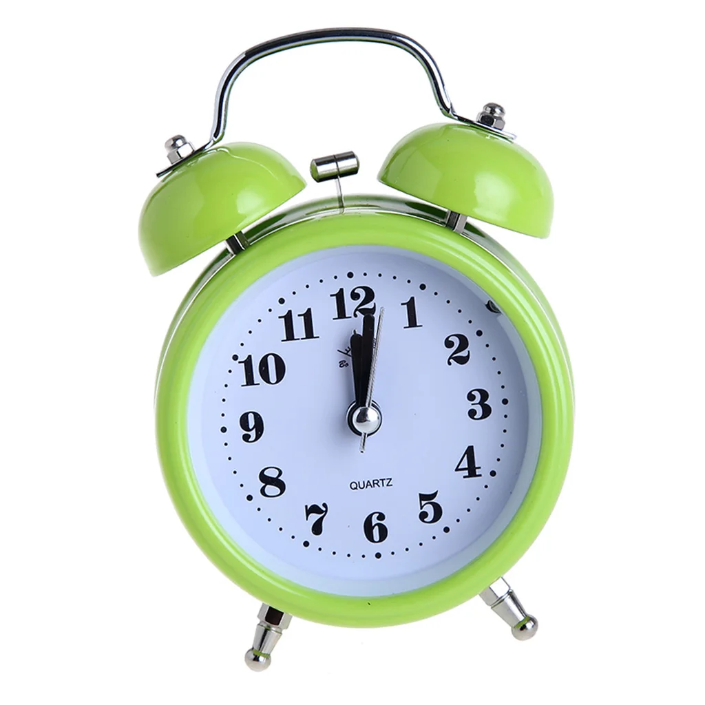  Silent Double Twin Bell Metal Alarm Clock Snooze Table Desk Bedside Clock 3