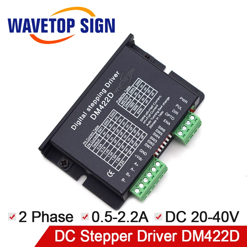 

2Phase Stepper Motor Driver DM422D Voltage 20-40VDC Current Range 0.5-2.2A Stepper Driver use for Engraving and Cutter Machine