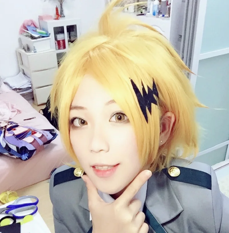 

High Quality Boku no Hero Academia Kaminari Denki Cosplay Wig My Hero Academy Heat Resistant Synthetic Hair Wigs +Wig Cap