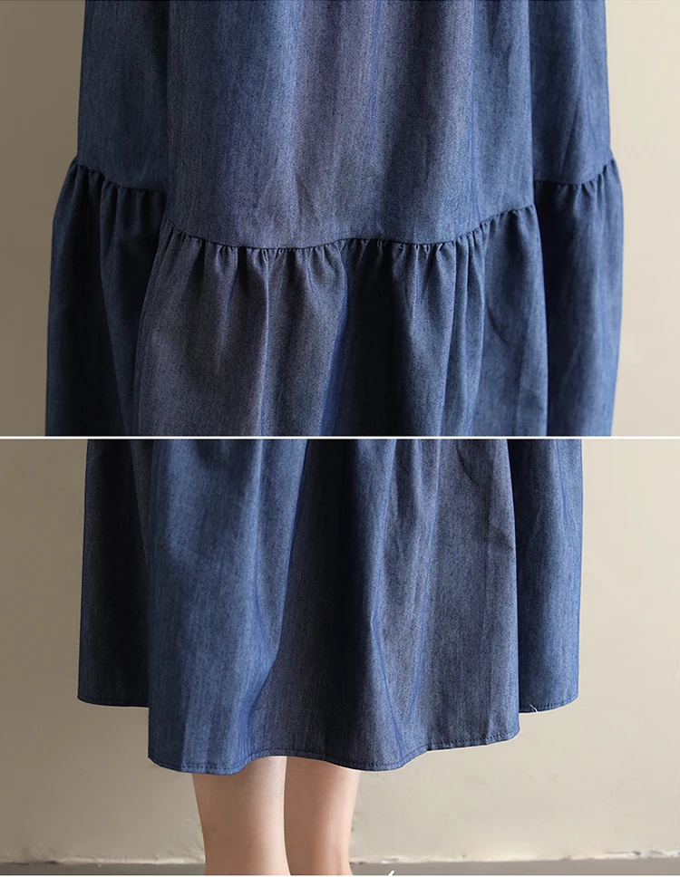 Женские джинсовые трапециевидные Юбки миди с эластичным поясом, повседневные юбки для студентов, одежда для колледжа, плиссированные юбки-зонтики
