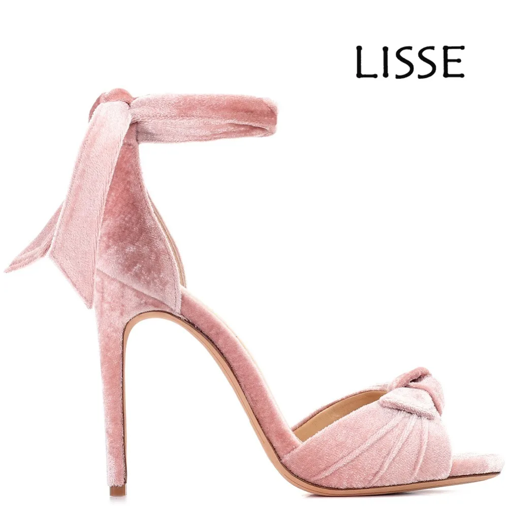 

Aimirlly Women Shoes Elegant High Heels Sandals Ankle Strap Lace Up Ladies Wedding Evening Party Shoes Pink Dark Blue Velvet