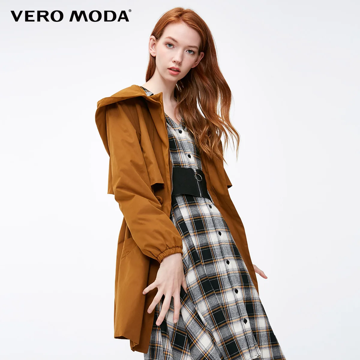 Vero Moda куртка женская Повседневный с капюшоном сплошной цвет молнии Тренч | 318417501 - Цвет: Burnt caramel