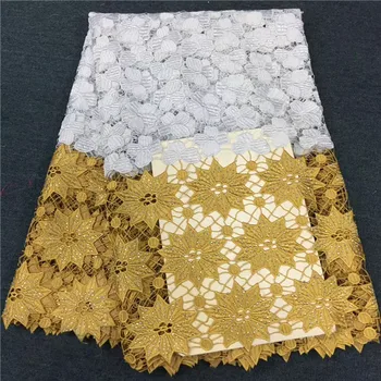 

African Lace Fabrics 5 Yard Guipure Lace Fabric 2019 High Quality African Cord Lace Fabric For Wedding dress