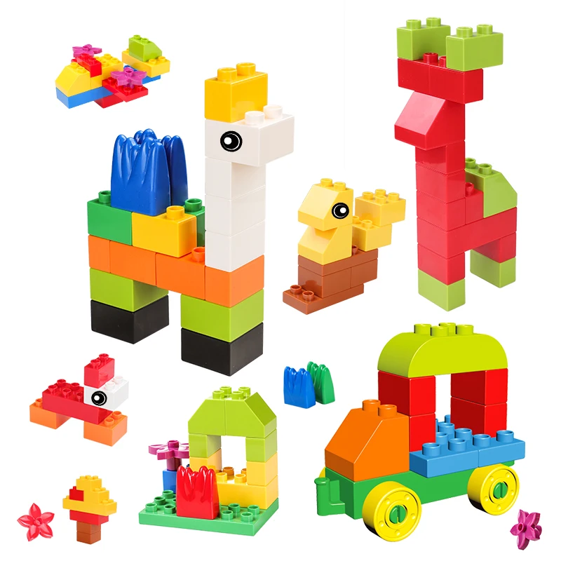 Online 72 260PCS Big Size Building Blocks Gift Sticker Colorful Bulk Bricks With Figure Accessories Compatible LegoED DuploED Kids Toys