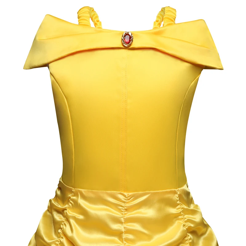 Girls dress princess costume kids clothes for Beauty and the beast Belle Party