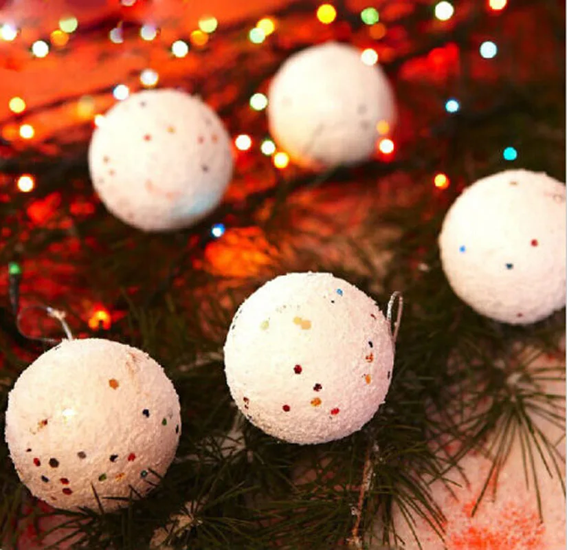 

12PCS 4CM Christmas Snowball Balls Party Ornaments Xmas Tree Hanging Decoration GM367