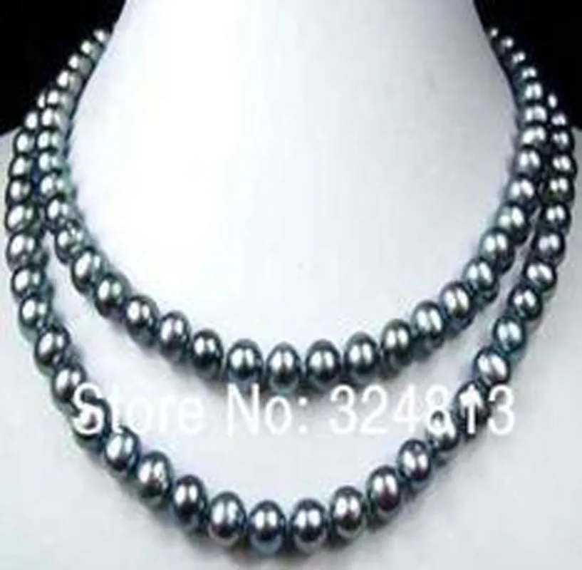 

NEW 8mm Black Akoya Cultured Pearl Necklace 35
