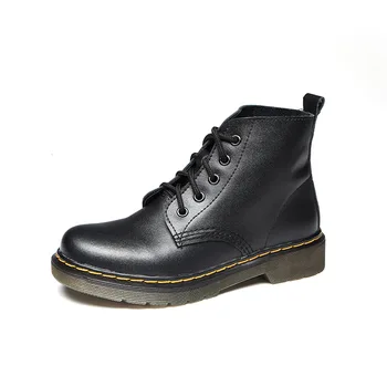 

Genuine Leather Boots Women Lace Up Women Shoes For Girls Motorcycle Ankle Boots Fashion