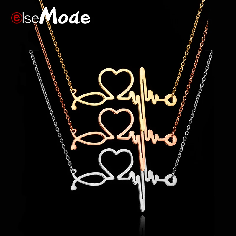 

ELSEMODE 316L Stainless Steel Romantic Gold Color Nurse Heart Stethoscope Necklace Nursing Jewelry Medicine Graduation Gift