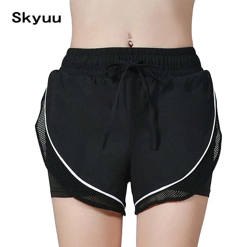 Black Sevencolorfit свободные Спортивные шорты для Для женщин Высокая Талия быстросохнущая женские для фитнеса для спортзала атлетики упражнения тренировка Спорт Йога Короткие - Цвет: Black